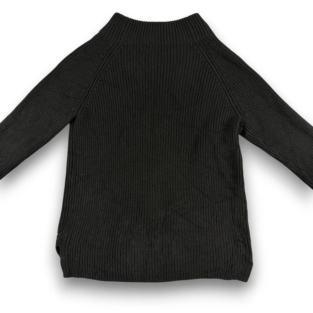 Banana Republic Sweater Mens M Black Ribbed Knit Mock Neck Dual‎ Shoulder Zip